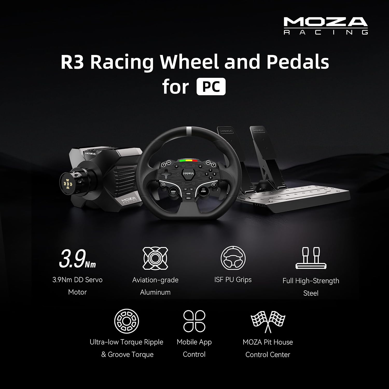 Best Racing Wheels with Direct Drive for Every Budget (2026) MOZA R3 Bundle product photo